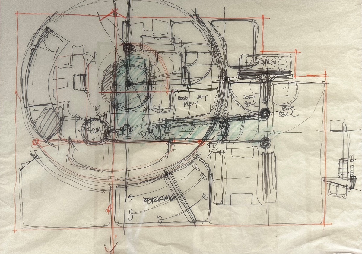 Hand-drawn plan of the campus